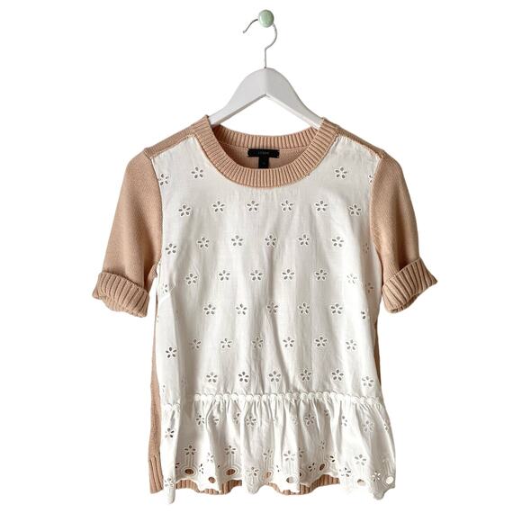 J.Crew Tops - J. Crew Eyelet Short Sleeve Sweater/Top Size XS